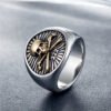 Magic Ring~Punk Silver Skull Rings For Men Size #7-13 Stainless Steel Gothic Skull Biker Rings High Quality Halloween Jewelry HF547
