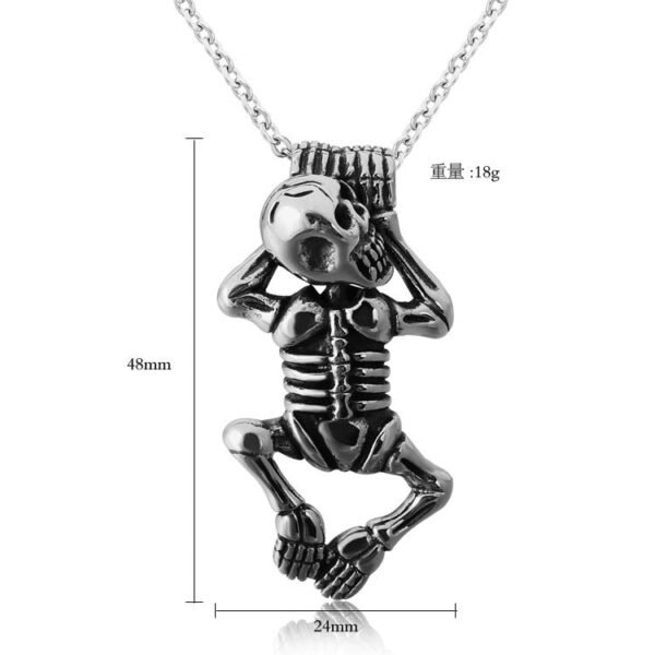 Viking Magic~Punk Skull Pendant Necklace Statement Vintage Skeleton Gothic Necklaces For Men Leather Rope Chain Jewelry Boys Party HE059