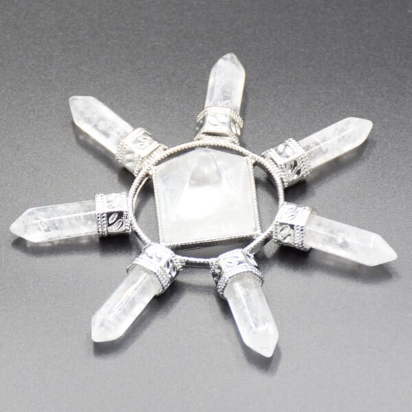 Pyramid Crystal Energy Generator Natural White Quartz Stone Reiki Chakra 7 Points Reiki Spiritual Balancing Healing Meditation - Pendants