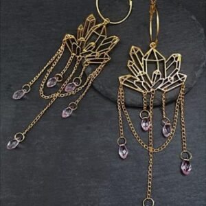 Quartz Hoops Earrings,Aura Protection,gothic Handmade Statement Earrings