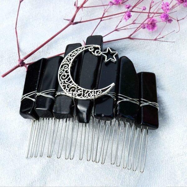 Quartz Jewelry Advanced Handmade Hair Comb Natural Citrine Amethyst White Crystal Moon Star Crystal