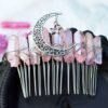 Quartz Jewelry Advanced Handmade Hair Comb Natural Citrine Amethyst White Crystal Moon Star Crystal