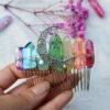 Quartz Jewelry Advanced Handmade Hair Comb Natural Citrine Amethyst White Crystal Moon Star Crystal