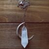 Quartz Moon Necklace -clear Quartz Crystal Point,magical Fantasy, Moon Goddess, Witchy, Costume