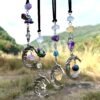Quartz Moon Pendant Crystal Charm Witches Doors Windows Hanging Car Decor Magic Protection Banish Evil Pagan Wicca Altar decor  Wall Decor