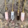 Quartz Necklace Perfume Bottle Pendant Rose Quartz White Crystal Smoked Quartz Necklace Stainless Steel Chain Jewelry Gift