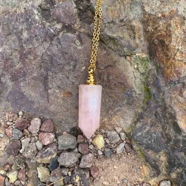 Quartz Necklace Perfume Bottle Pendant Rose Quartz White Crystal Smoked Quartz Necklace Stainless Steel Chain Jewelry Gift