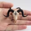 Ram Skull Pendant Necklace 3D Printed,Occult Baphomet Wicca Evil Goat Skull Necklace- Horned Devil Punk Gothic