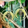 Raven Skull Earrings / Moon Earrings / Bohemian Inspired / Rustic Earthy Jewelry / Bird Bone Jewelry / Hoop Earrings