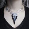 Raven Skull Witchy Bird Pendant, Goth Crow Necklace, Resin Handmade Jewerly, Witchy Wiccan Pagan Gothic Gift, Huginn, Muninn