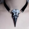 Raven Skull Witchy Bird Pendant, Goth Crow Necklace, Resin Handmade Jewerly, Witchy Wiccan Pagan Gothic Gift, Huginn, Muninn