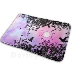 Raven Tree Soft Non-Slip Mat Rug Carpet Cushion Watercolour Raven Triple Goddess Moon Wicca Pagan Crow