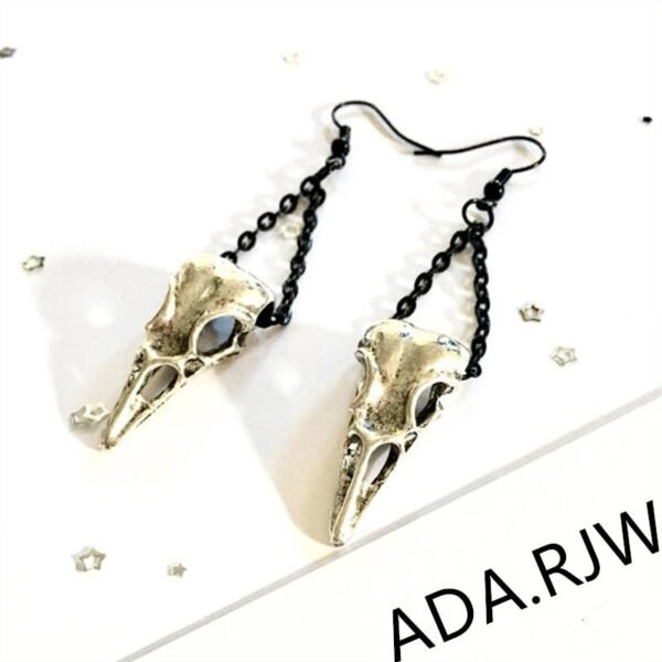 Raven skull chain drop earrings Gothic jewelry silver color Crow's head pendant 2019 fashion women gift new Give to girlfriend