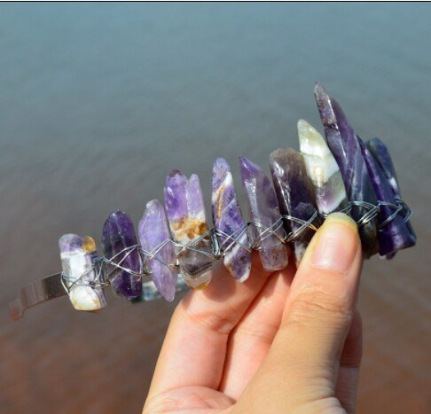 Raw Crystal Crown Witch  Accessories  Natural Crystal Headband Wicca  Bridal Party Gift