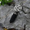 Raw Crystal Pillar Pentagram Necklace/ Wrapped Crystal Necklace/ Pendant Necklace/ Crystal Charm Necklace with 70cm Chain