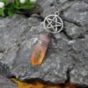 Raw Crystal Pillar Pentagram Necklace/ Wrapped Crystal Necklace/ Pendant Necklace/ Crystal Charm Necklace with 70cm Chain