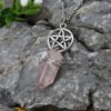 Raw Crystal Pillar Pentagram Necklace/ Wrapped Crystal Necklace/ Pendant Necklace/ Crystal Charm Necklace with 70cm Chain