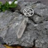 Raw Crystal Pillar Pentagram Necklace/ Wrapped Crystal Necklace/ Pendant Necklace/ Crystal Charm Necklace with 70cm Chain
