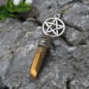 Raw Crystal Pillar Pentagram Necklace/ Wrapped Crystal Necklace/ Pendant Necklace/ Crystal Charm Necklace with 70cm Chain