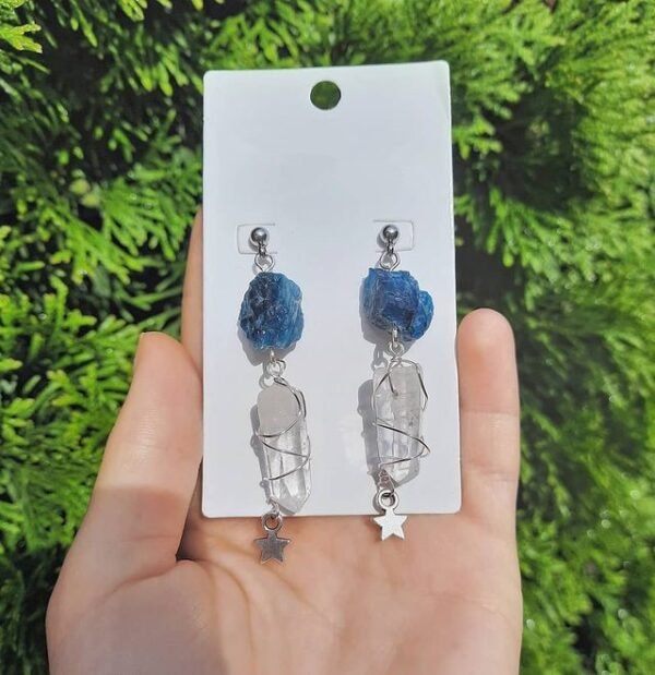 Raw Crystal Quart Ear Studs | Star Charm Earrings Gemstone Earrings |boho Jewelry