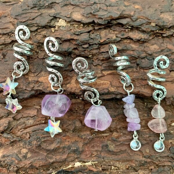 Raw Crystal Viking Spiral Sneak Beaded Beads Wicca Hair Braids Vintage  Witchcraft Accessories natural crystal