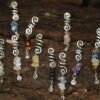 Raw crystal Hair Ring Viking Spiral dread beard dreadlock rings tube clips quartz spring tube braids hair beads hair braid cuff