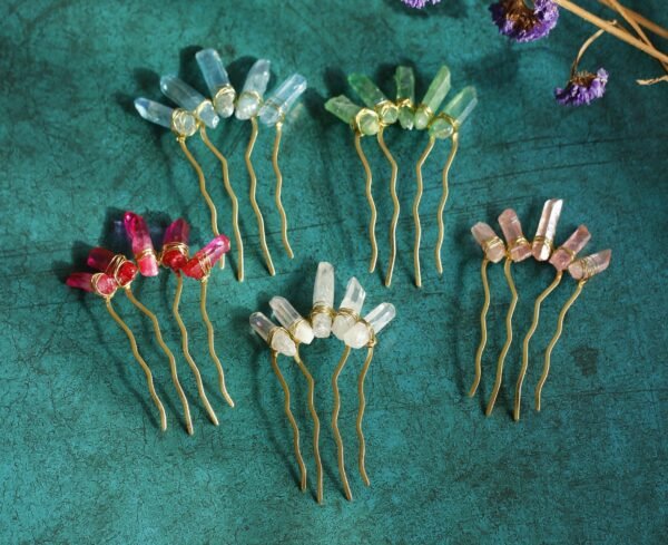 Raw crystal color bridal comb, crystal hairpin, crystal , BOHO wedding gift