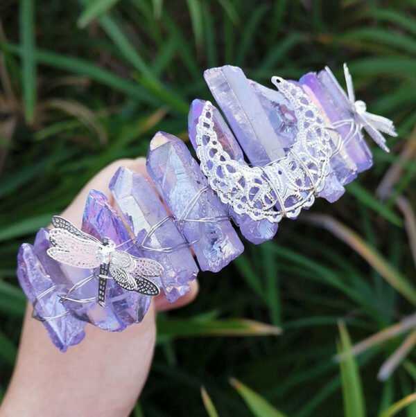 Raw crystal crown custom dragonfly accessories moon crown Goddess crown bridal