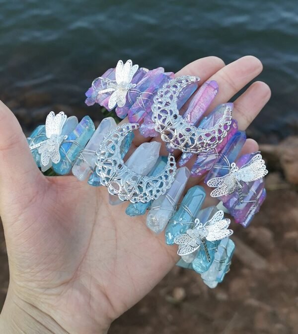 Raw crystal crown custom dragonfly accessories moon crown Goddess crown bridal