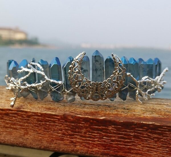 Magic Wicca~Raw crystal crown headband moon tree branch headband headgear bridal party ladies headgear gift witch hairband