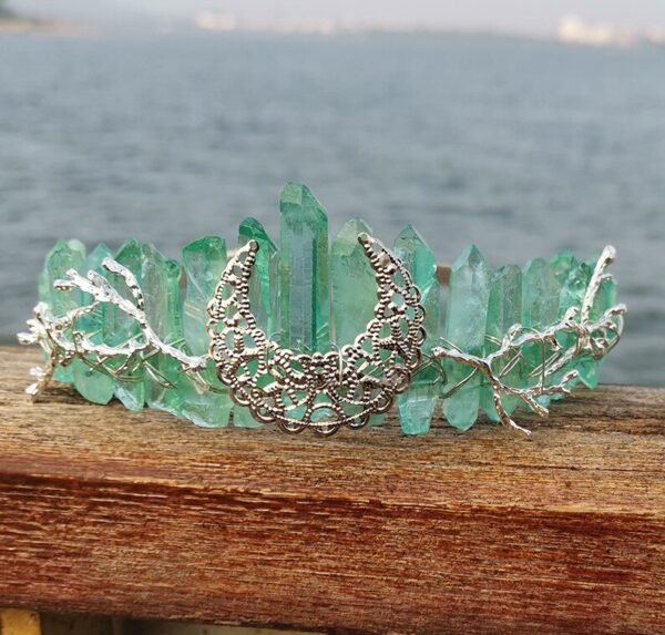 Magic Wicca~Raw crystal crown headband moon tree branch headband headgear bridal party ladies headgear gift witch hairband