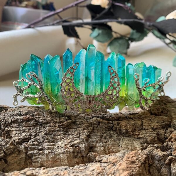 Magic Wicca~Raw crystal crown headband moon tree branch headband headgear bridal party ladies headgear gift witch hairband