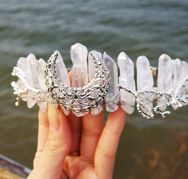 Magic Wicca~Raw crystal crown headband moon tree branch headband headgear bridal party ladies headgear gift witch hairband