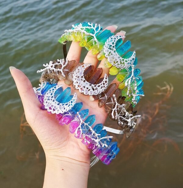 Magic Wicca~Raw crystal crown headband moon tree branch headband headgear bridal party ladies headgear gift witch hairband