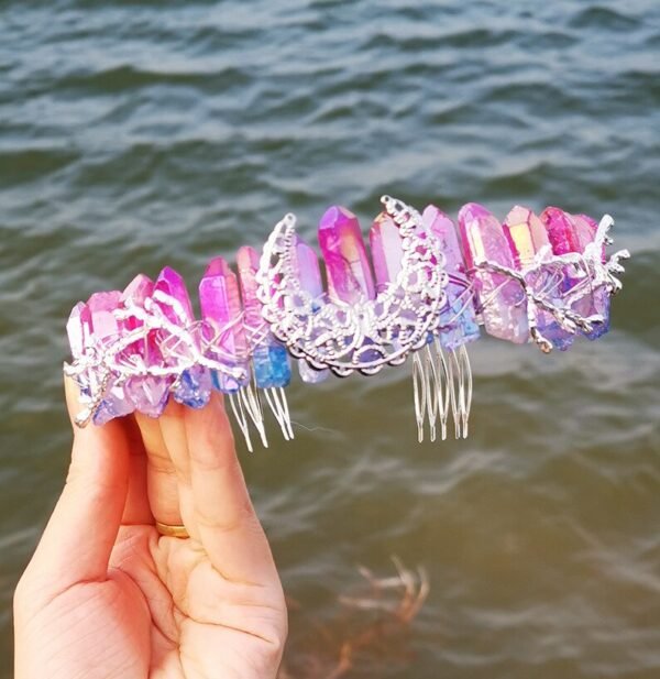 Magic Wicca~Raw crystal crown headband moon tree branch headband headgear bridal party ladies headgear gift witch hairband