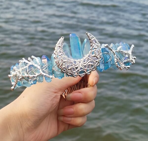 Magic Wicca~Raw crystal crown headband moon tree branch headband headgear bridal party ladies headgear gift witch hairband