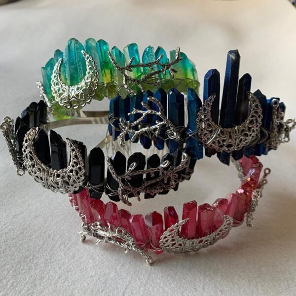 Magic Wicca~Raw crystal crown headband moon tree branch headband headgear bridal party ladies headgear gift witch hairband