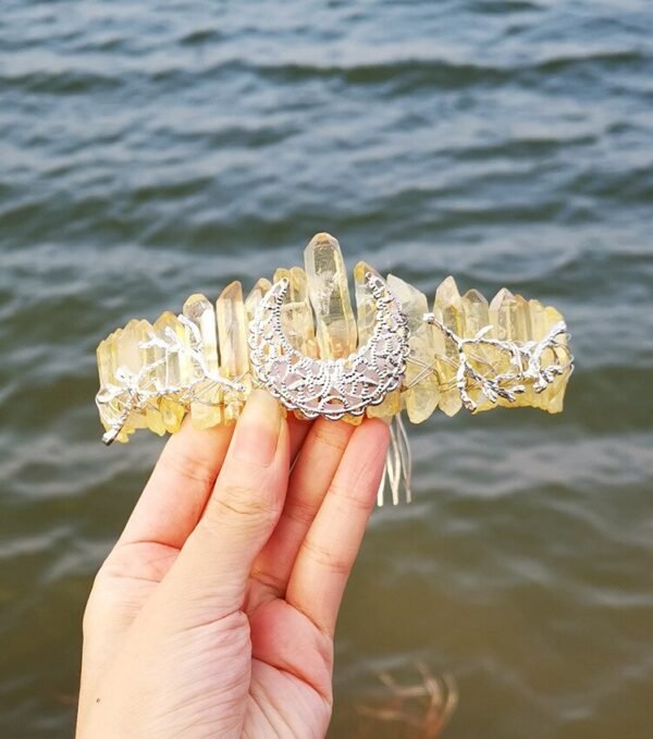 Magic Wicca~Raw crystal crown headband moon tree branch headband headgear bridal party ladies headgear gift witch hairband