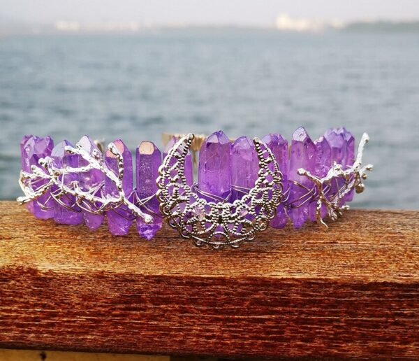 Magic Wicca~Raw crystal crown headband moon tree branch headband headgear bridal party ladies headgear gift witch hairband