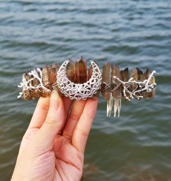 Magic Wicca~Raw crystal crown headband moon tree branch headband headgear bridal party ladies headgear gift witch hairband