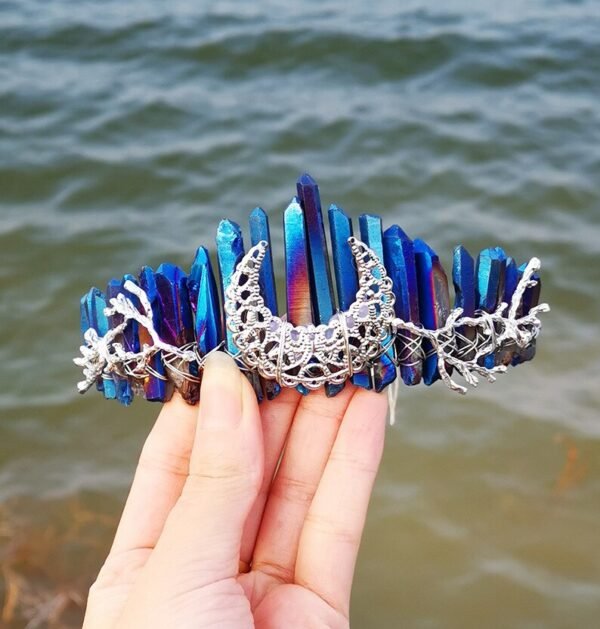 Magic Wicca~Raw crystal crown headband moon tree branch headband headgear bridal party ladies headgear gift witch hairband