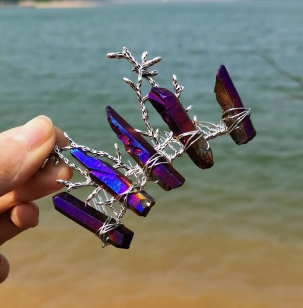 Raw crystal hair comb branch antler branch hair fork hairpin witch bridal party wicca jewelry hair accessory wedding gift