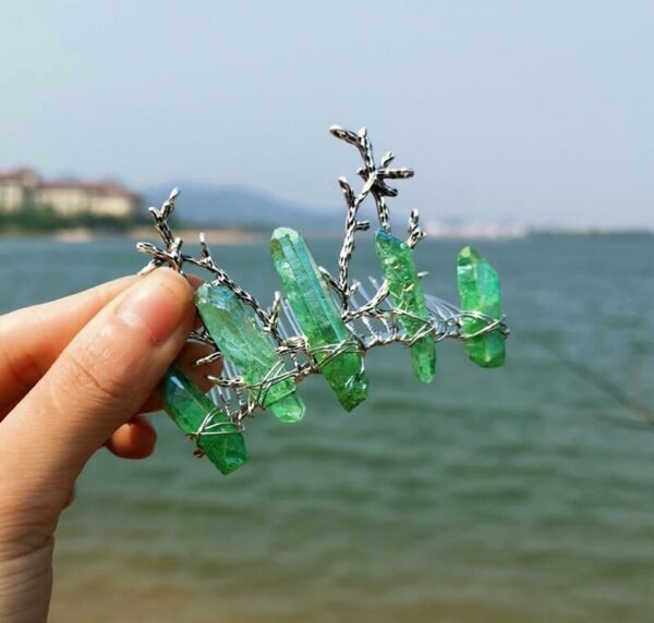 Raw crystal hair comb branch antler branch hair fork hairpin witch bridal party wicca jewelry hair accessory wedding gift