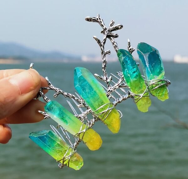 Raw crystal hair comb branch antler branch hair fork hairpin witch bridal party wicca jewelry hair accessory wedding gift