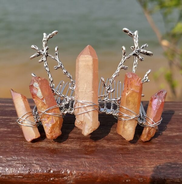 Raw crystal hair comb branch antler branch hair fork hairpin witch bridal party wicca jewelry hair accessory wedding gift