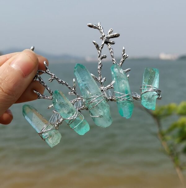 Raw crystal hair comb branch antler branch hair fork hairpin witch bridal party wicca jewelry hair accessory wedding gift