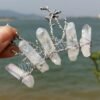 Raw crystal hair comb branch antler branch hair fork hairpin witch bridal party wicca jewelry hair accessory wedding gift