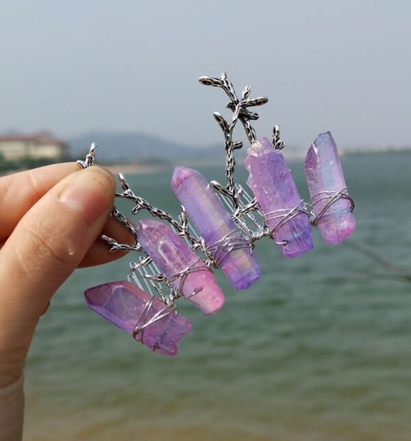 Raw crystal hair comb branch antler branch hair fork hairpin witch bridal party wicca jewelry hair accessory wedding gift