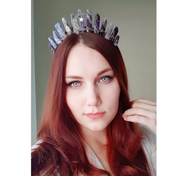 Magic Wicca~Raw crystal long flat crystal crown headband bridal tiara goddess crown Wicca party wedding accessories gift