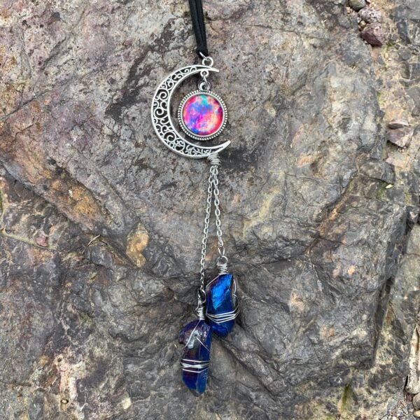 Raw crystal pendant Witches door Window Hanging Car Charm Quartz Magic Protection Banish Evil Wicca Wall Decor